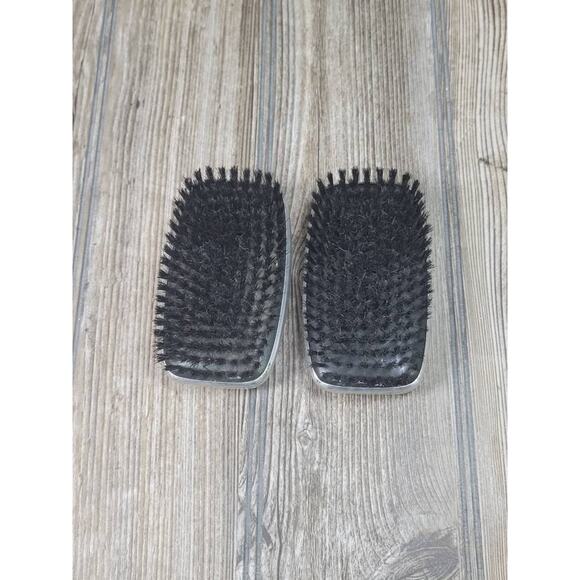 Pair Vintage Clothes Brushes, Art Deco Silver Tone with Black Inlay - Picture 5 of 5